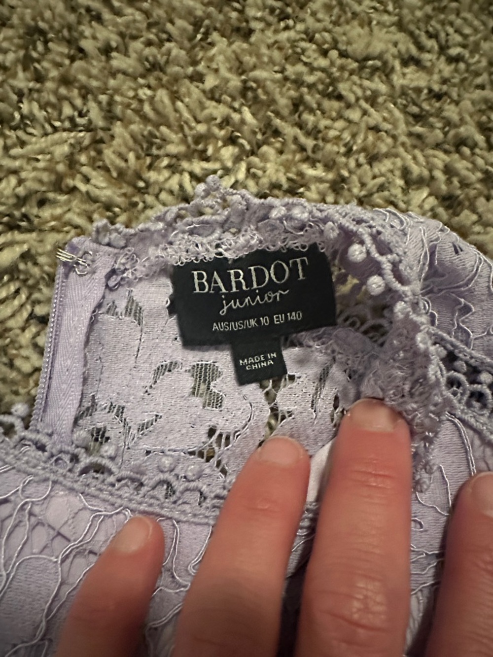 Bardot Lilac Lace Long-Sleeve Fit & Flare Dress - Picture 2 of 4
